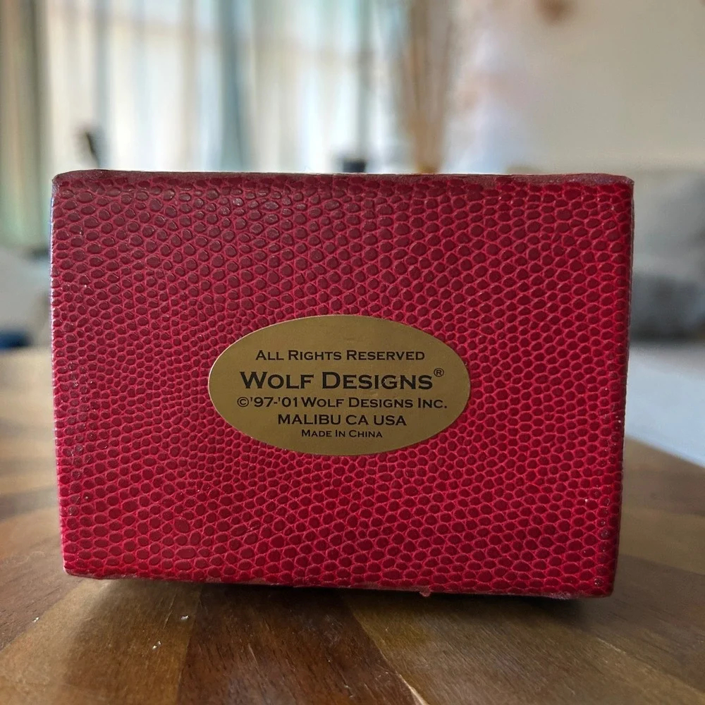 Wolf Designs Travel Jewelry Case Red Lizard Embossed Organizer Mirror